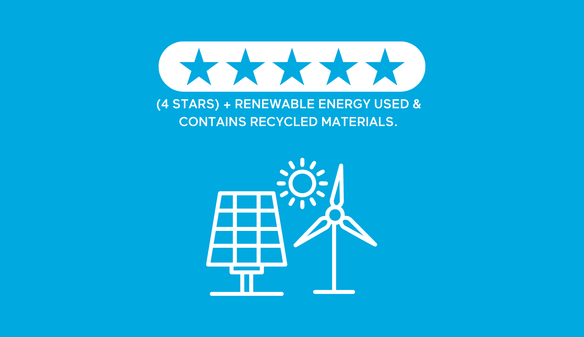 5 Stars: (4 Stars) + & renewable energy used and product contains recycled materials.